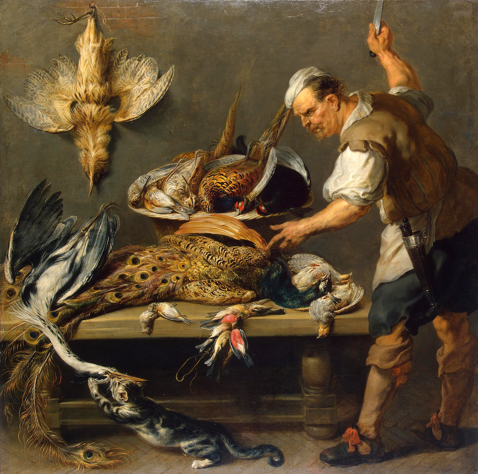 cook at a kitchen table